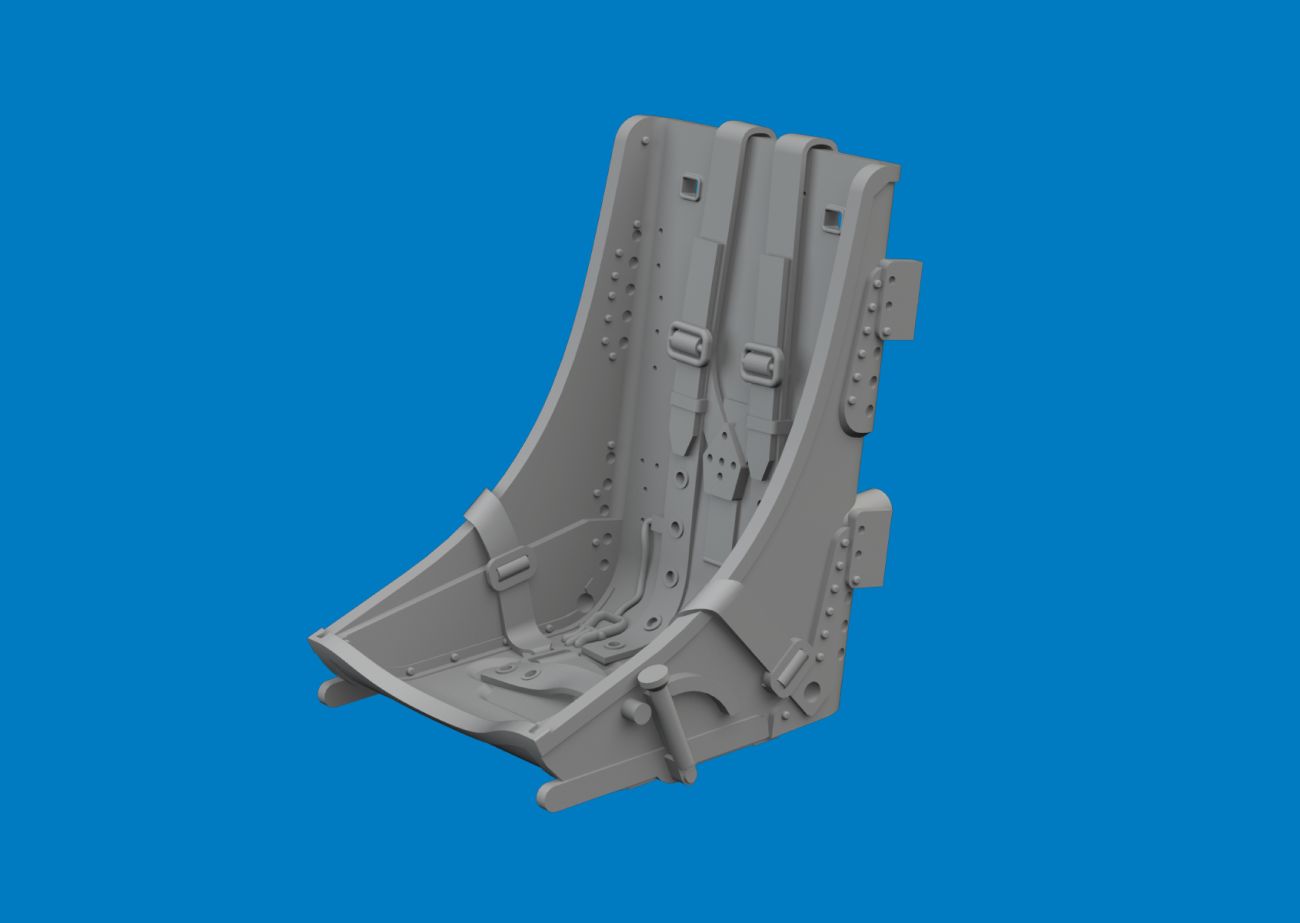 1:48 Curtiss P-40E Warhawk seat w/ integral belts Type 2