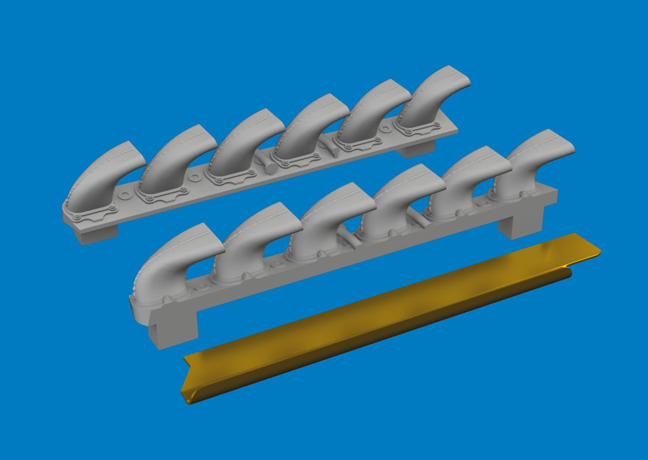 1:72 Bf-109G-6 exhaust stacks