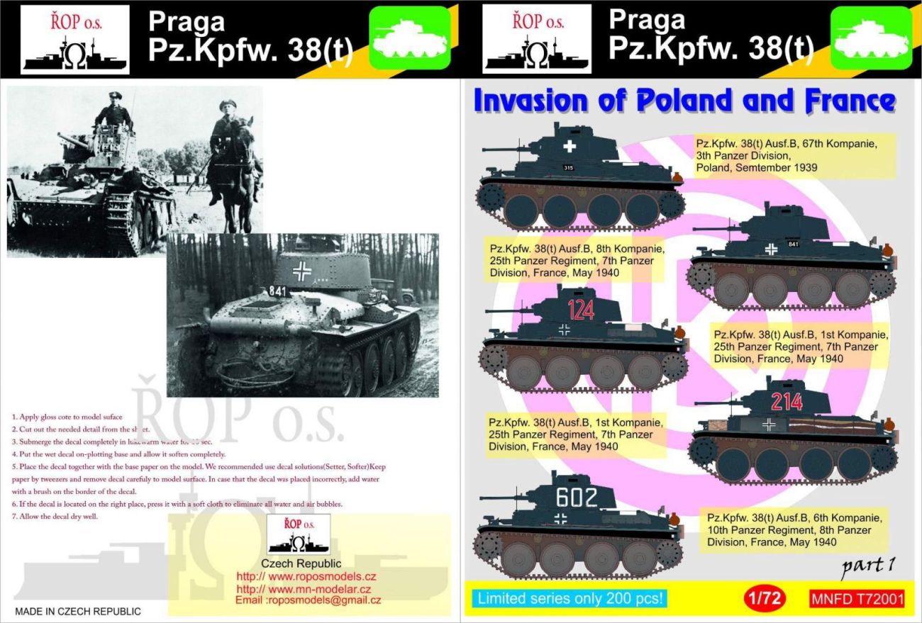 1:72 Praga Pz.Kpfw. 38(t) - Invasion of Poland and France