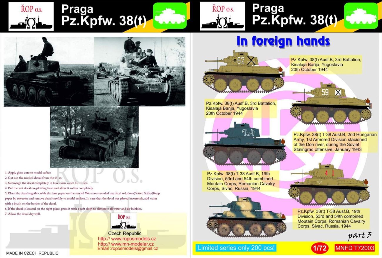 1:72 Praga Pz.Kpfw. 38(t) - In foreign hands