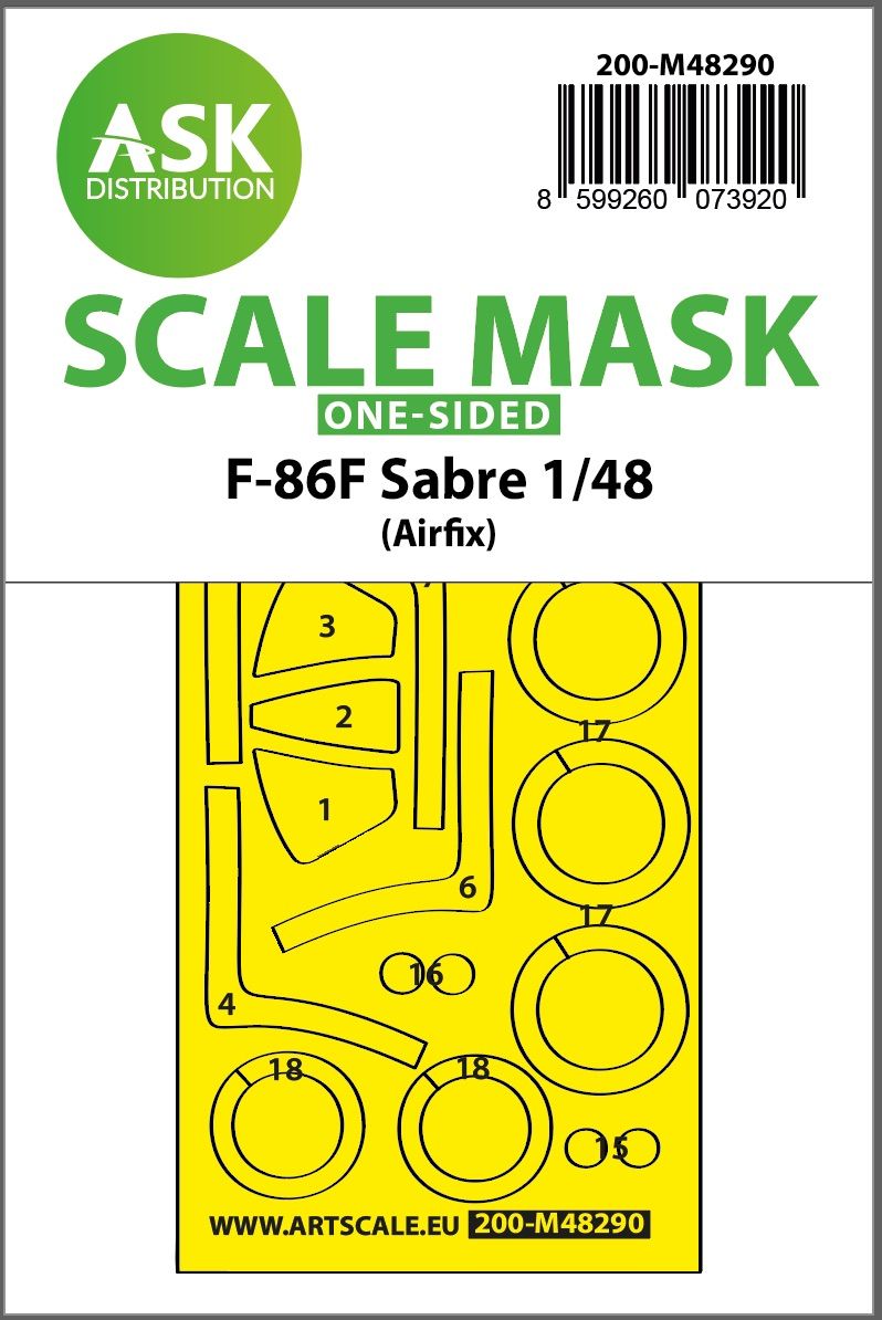1:48 F-86F Sabre one-sided express fit mask for Airfix