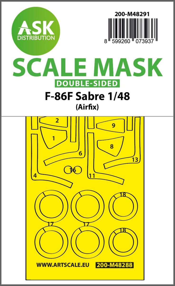 1:48 F-86F Sabre double-sided express fit mask for Airfix
