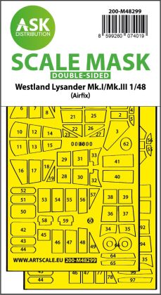 1:48 Lysander Mk.I / Mk.III double-sided express fit mask for Airfix