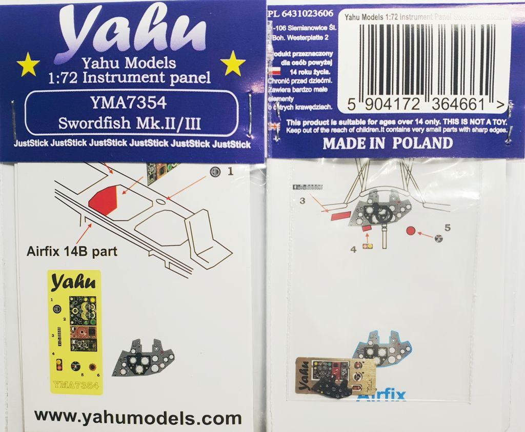 1:72 Swordfish Mk.II/Mk.III pre-painted instrument panel