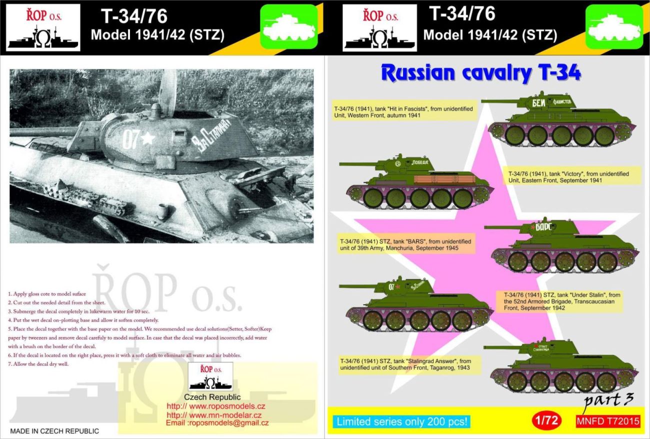 1:72 T-34/76 Model 1941/42 (STZ) - Russian cavalry T-34