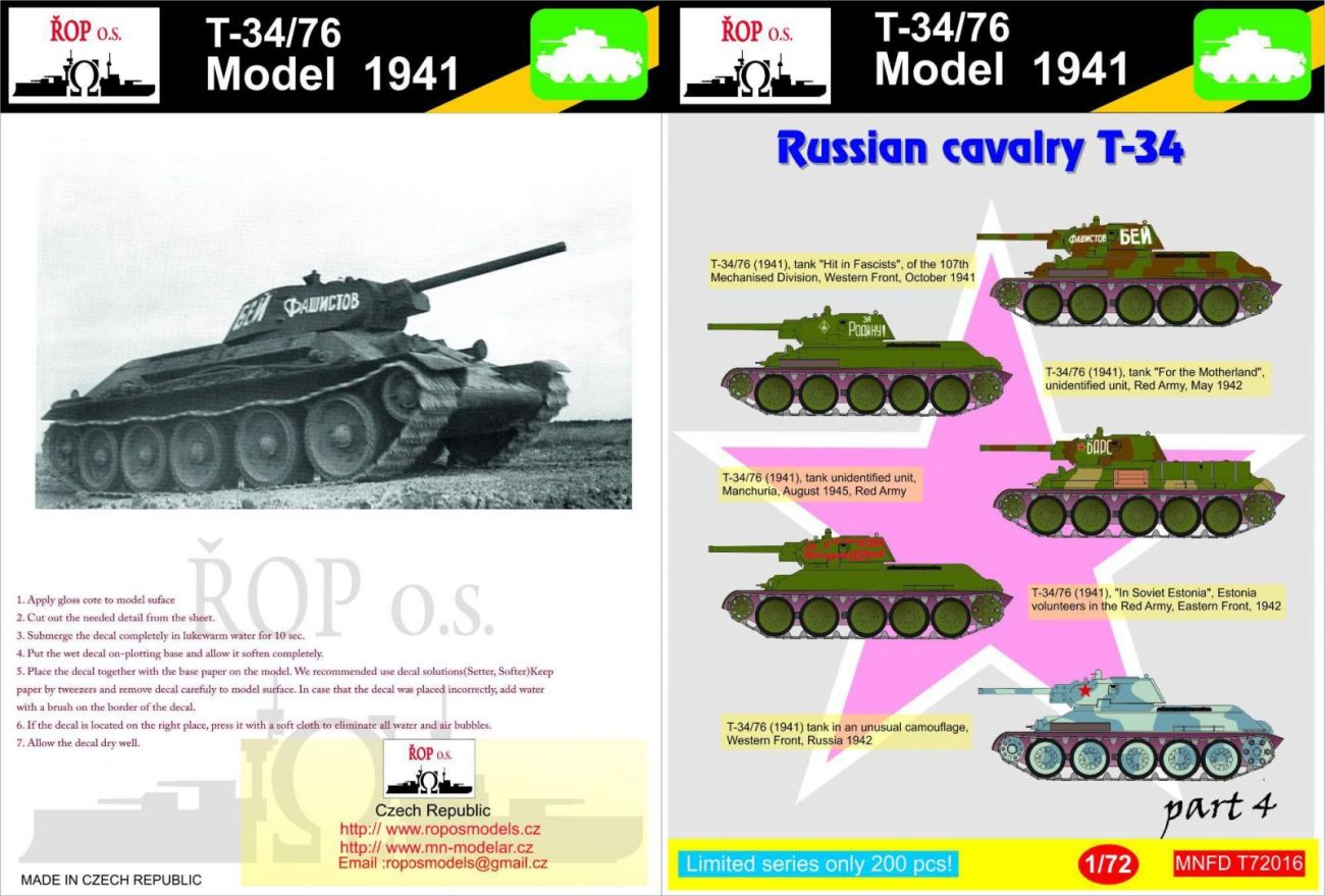 1:72 T-34/76 Model 1941 - Russian cavalry T-34