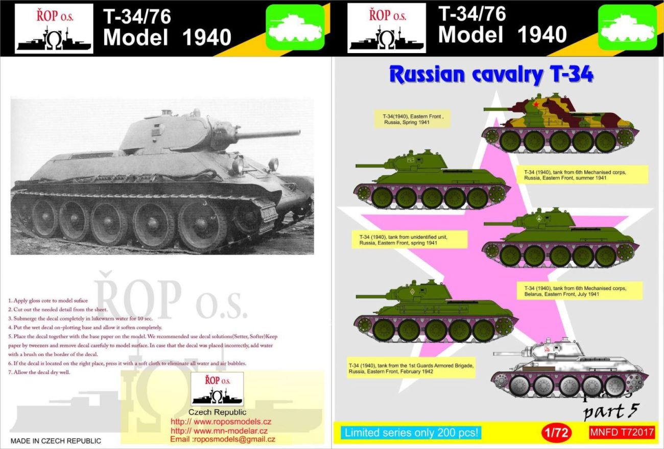 1:72 T-34/76 Model 1940 - Russian cavalry T-34
