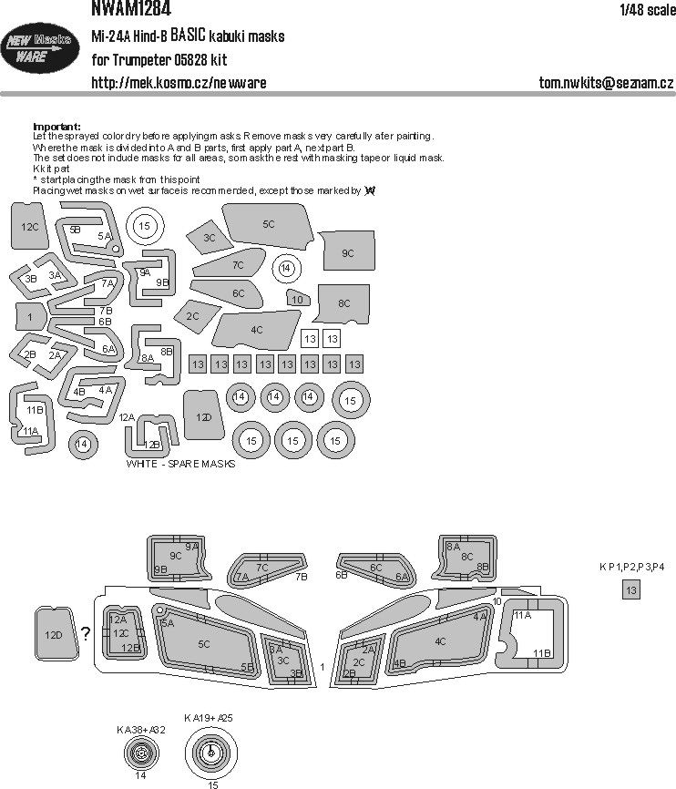 1:48 Mi-24 A Hind B - Basic Kabuki Masks (for Trumpeter Kits)