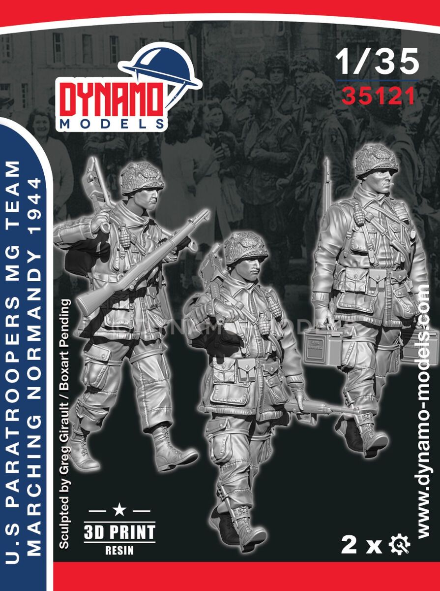 1:35 US Paratrooper ’MG team’ Marching Normandy 1944 Set (3 figures)