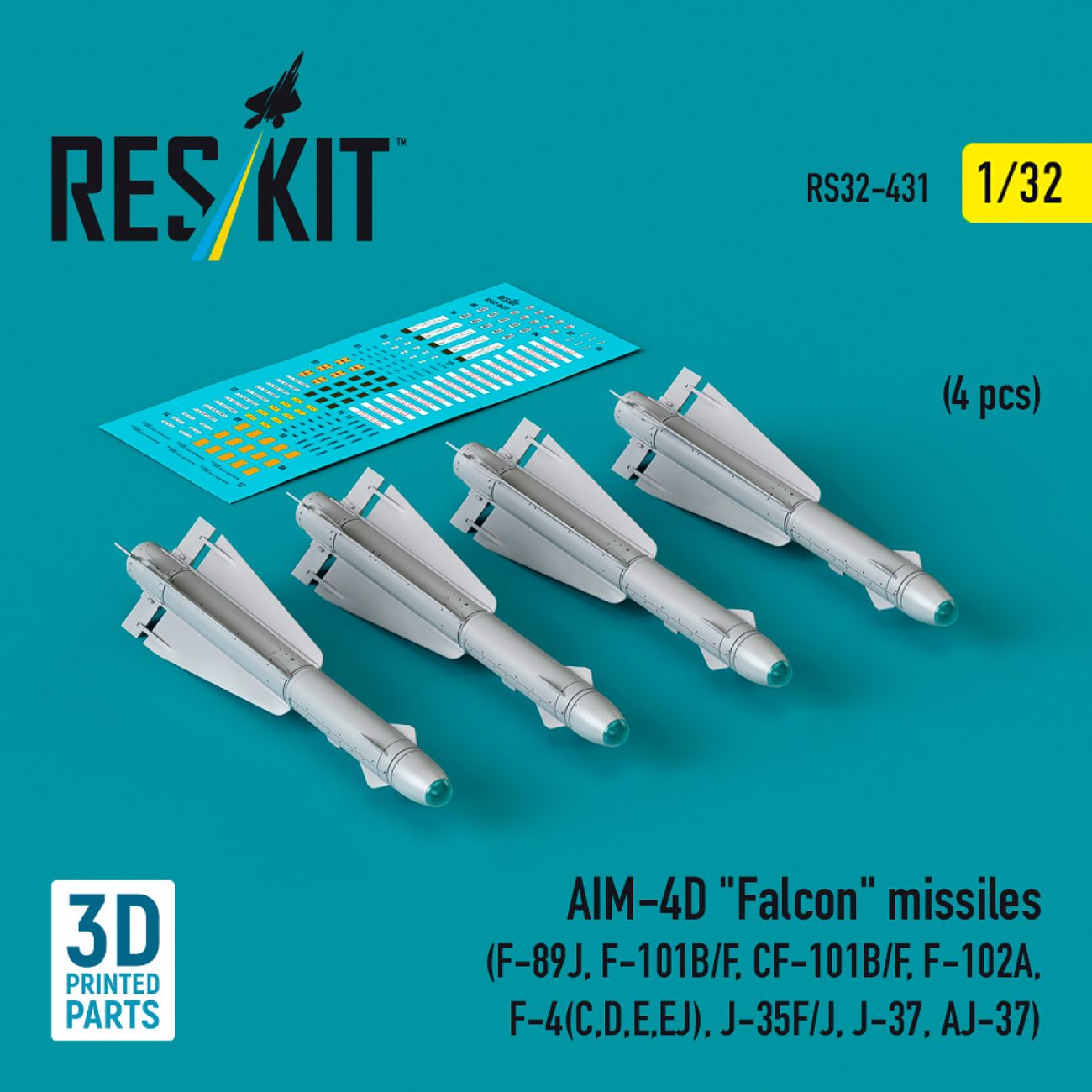 1:32 AIM-4D Falcon missiles (4 pcs)