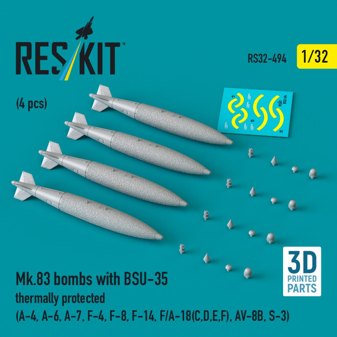 1:32 Mk.83 bombs with BSU-35 thermally protected (4 pcs)