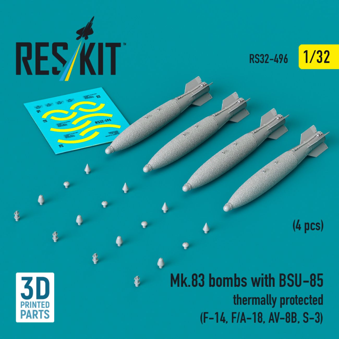 1:32 Mk.83 bombs with BSU-85 thermally protected (4 pcs)