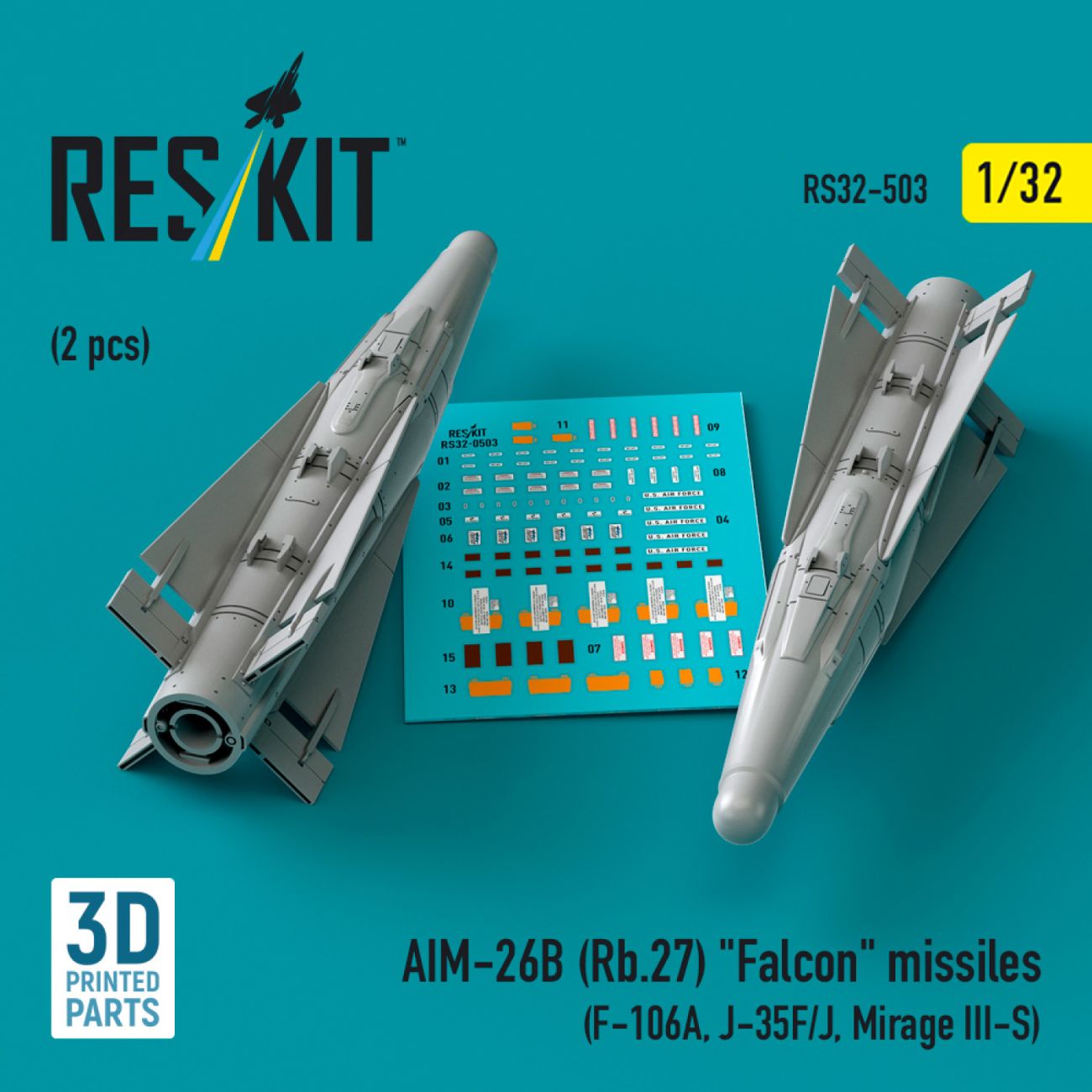 1:32 AIM-26B (Rb.27) Falcon missiles (2 pcs)