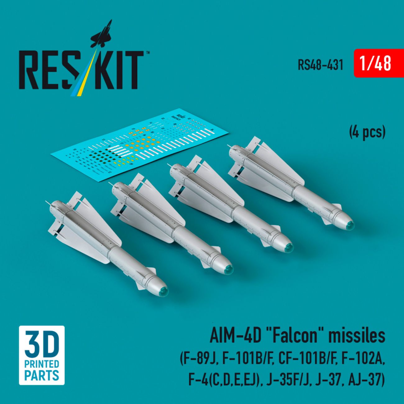 1:48 AIM-4D Falcon missiles (4 pcs)