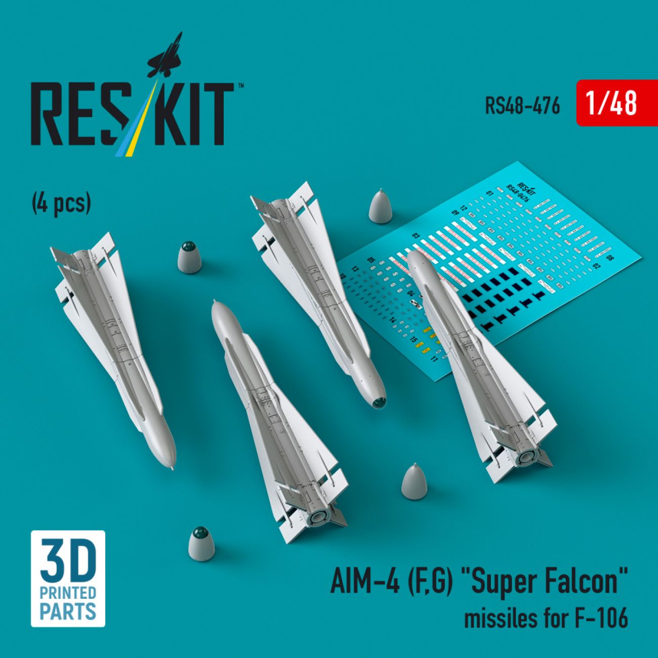 1:48 AIM-4 (F, G) Super Falcon missiles for F-106 (4 pcs)