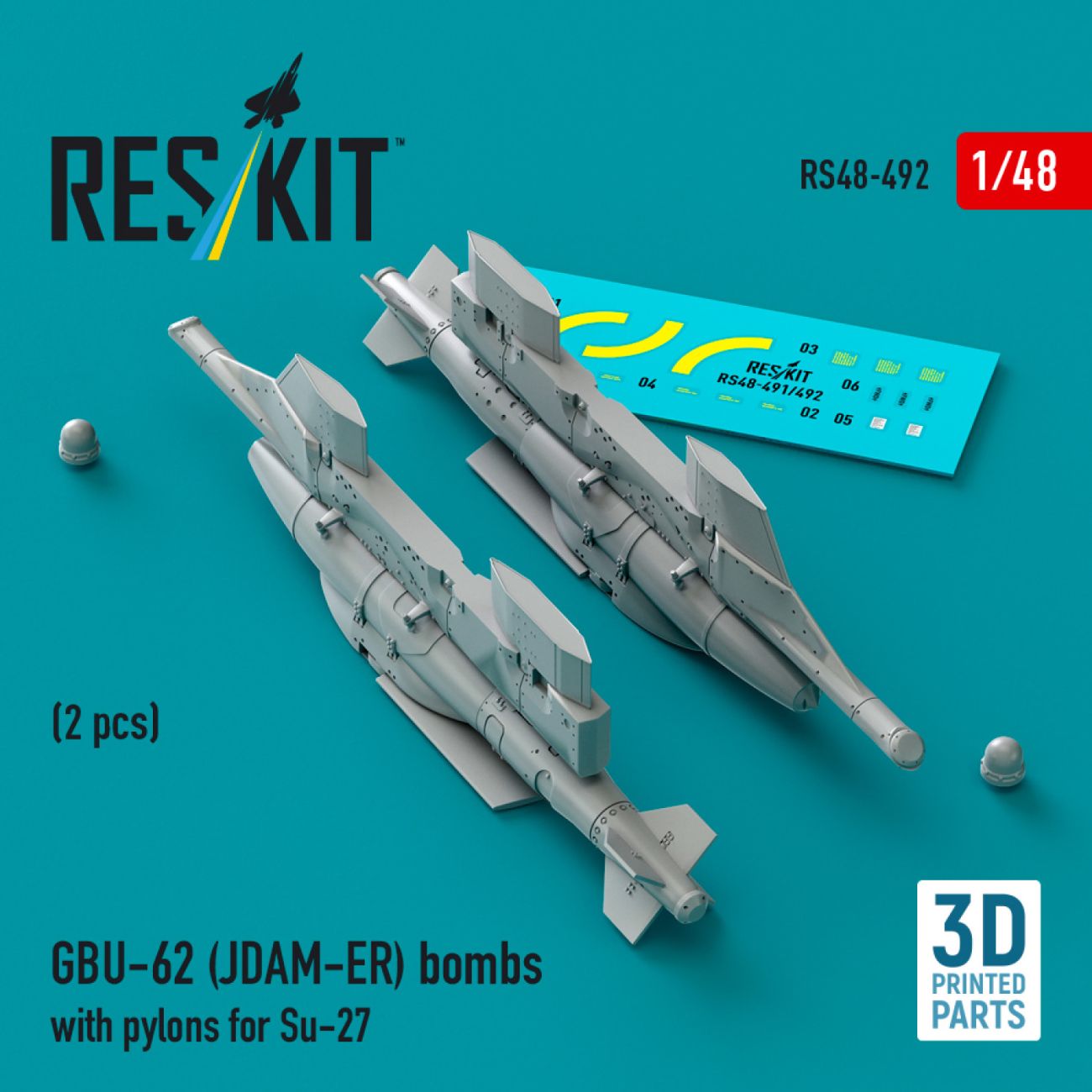 1:48 GBU-62 (JDAM-ER) bombs with pylons for Su-27 Flanker (2 pcs) 