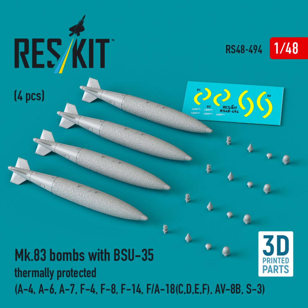 1:48 Mk.83 bombs with BSU-35 thermally protected (4 pcs)