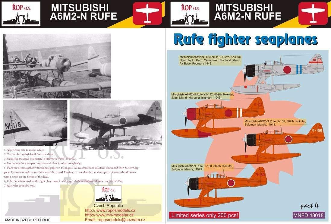 1:48 Mitsubishi A6M2-N Rufe - Rufe fighter seaplanes