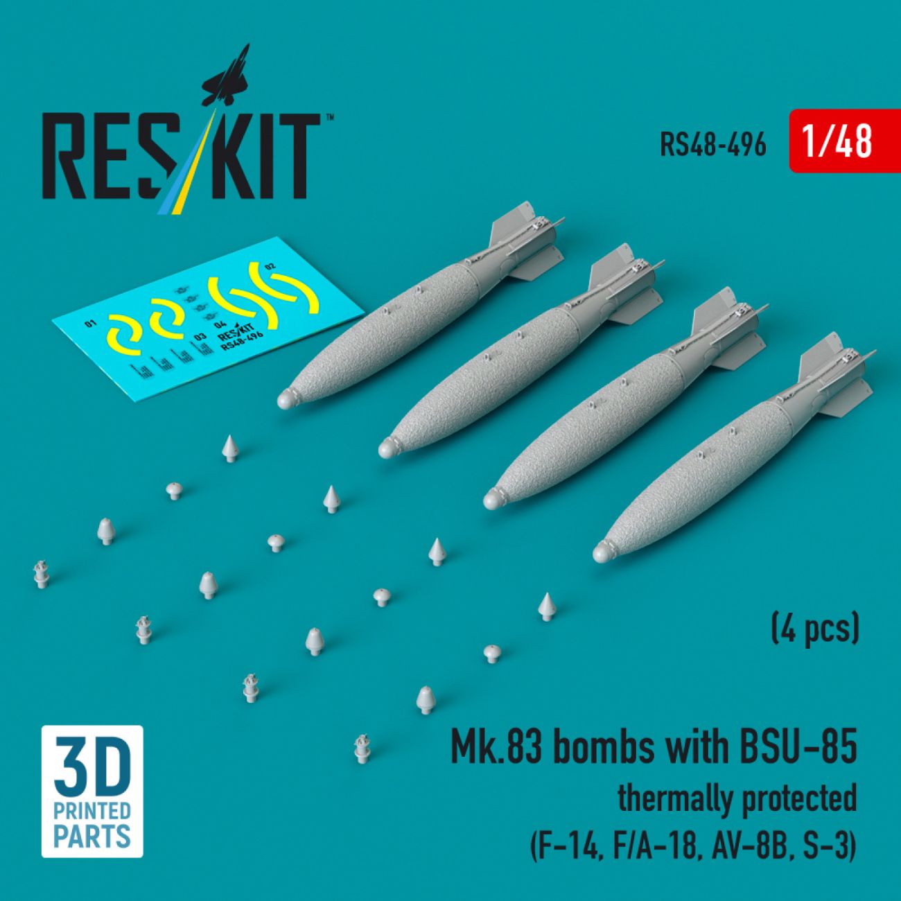 1:48 Mk.83 bombs with BSU-85 thermally protected (4 pcs)
