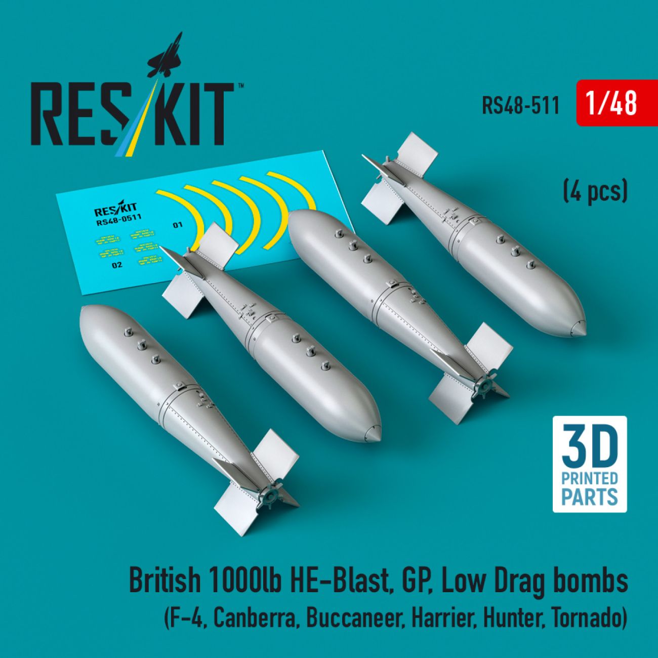 1:48 British 1000lb HE-Blast, GP, Low Drag bombs (4 pcs)