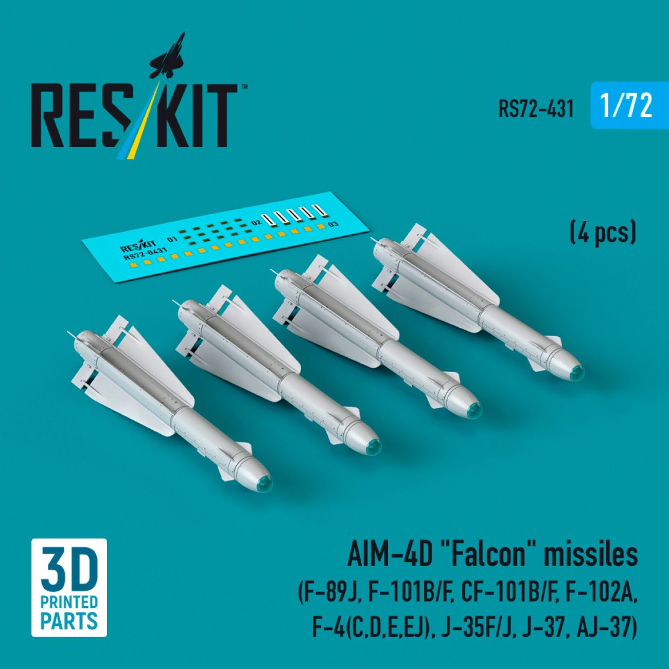 1:72 AIM-4D Falcon missiles (4 pcs)