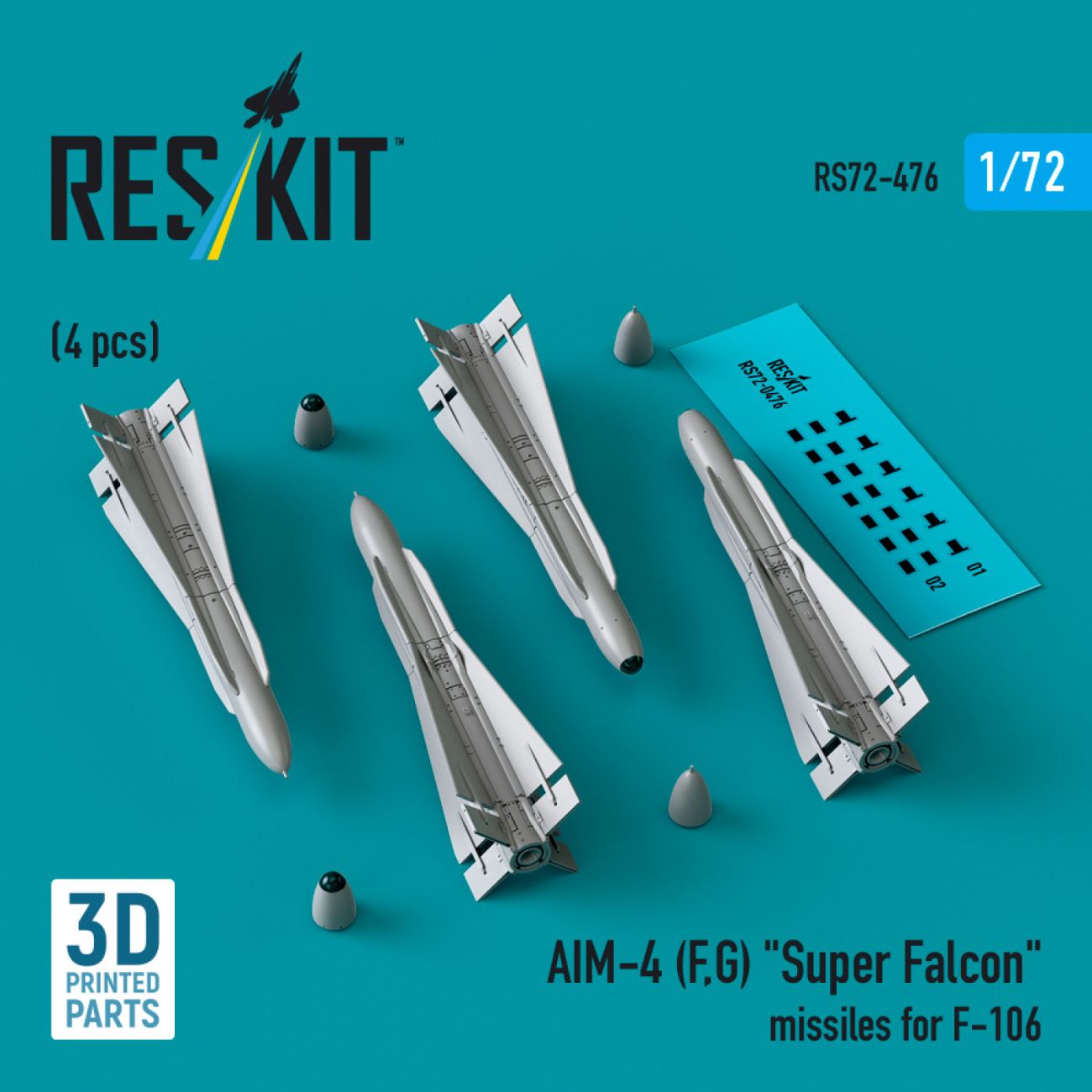1:72 AIM-4 (F, G) Super Falcon missiles for F-106 (4 pcs)