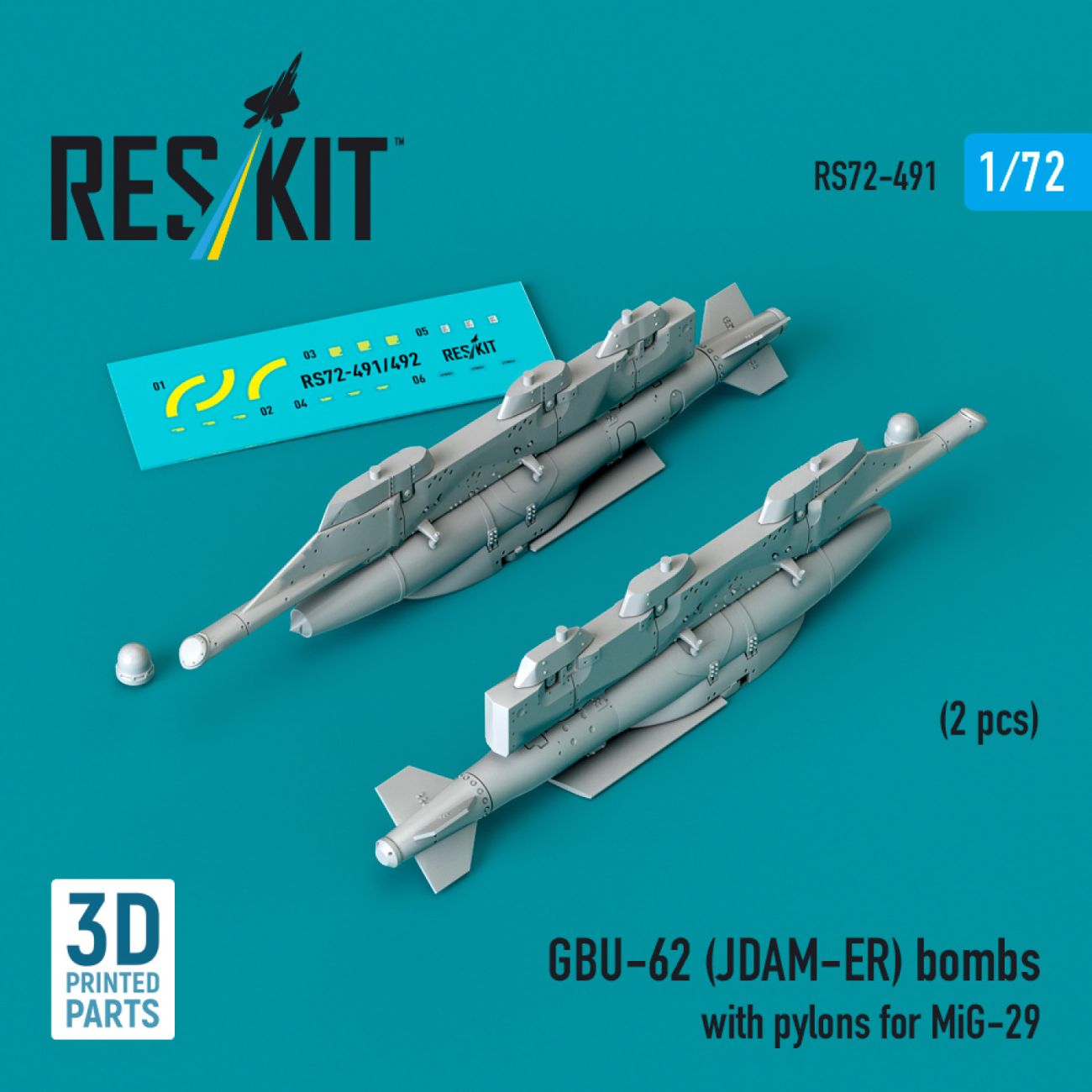 1:72 GBU-62 (JDAM-ER) bombs with pylons for MiG-29 Fulcrum (2 pcs)