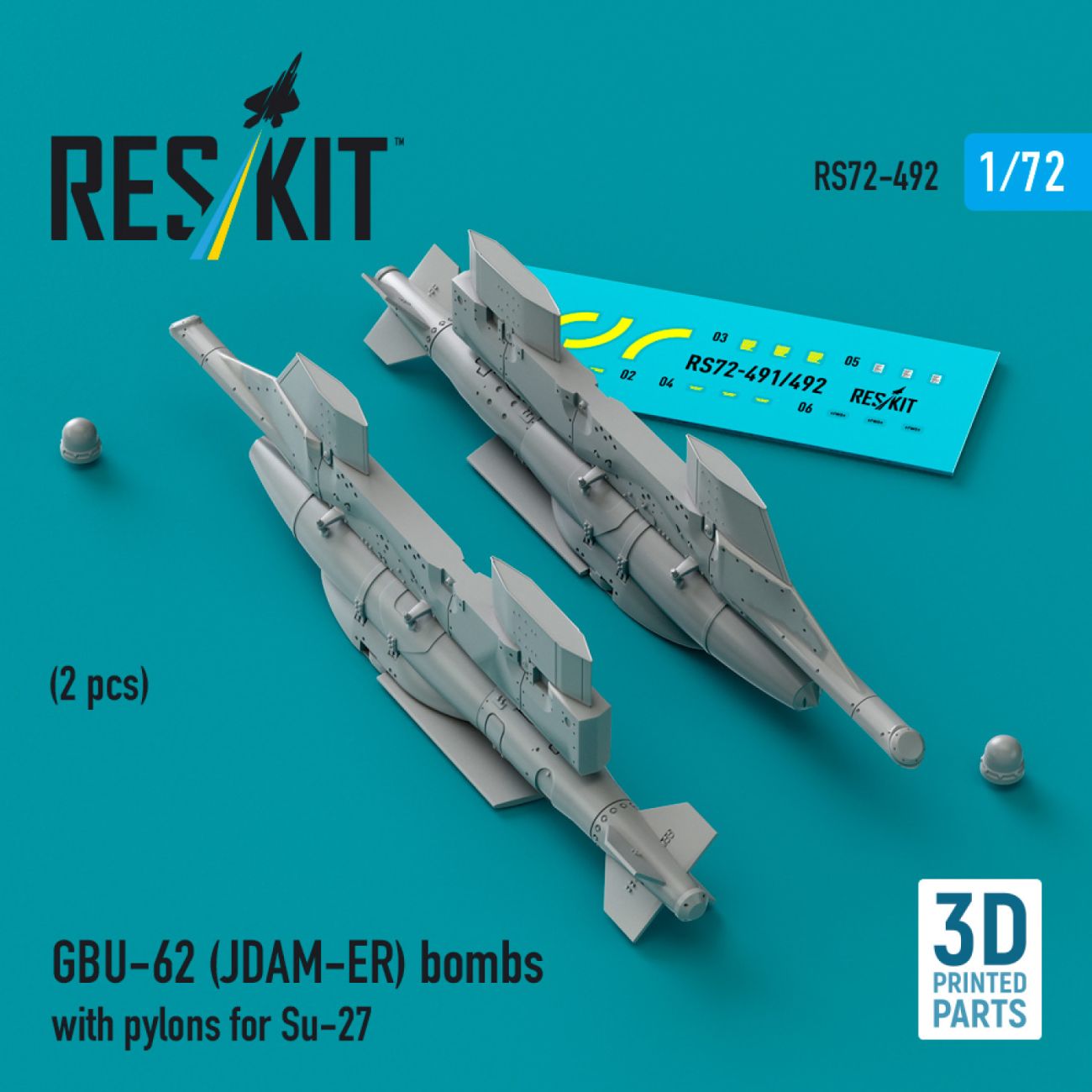 1:72 GBU-62 (JDAM-ER) bombs with pylons for Su-27 Flanker (2 pcs)
