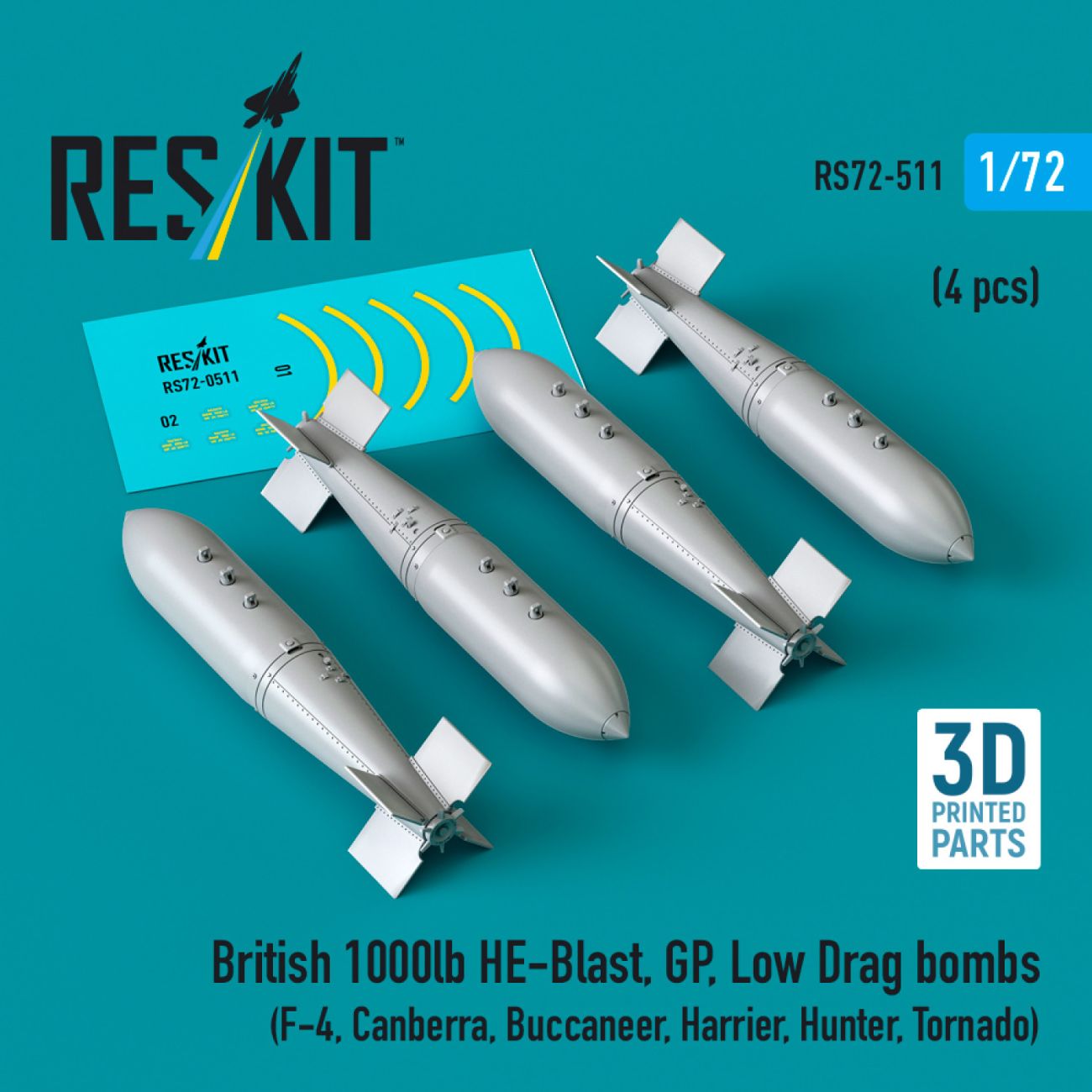 1:72 British 1000lb HE-Blast, GP, Low Drag bombs (4 pcs)