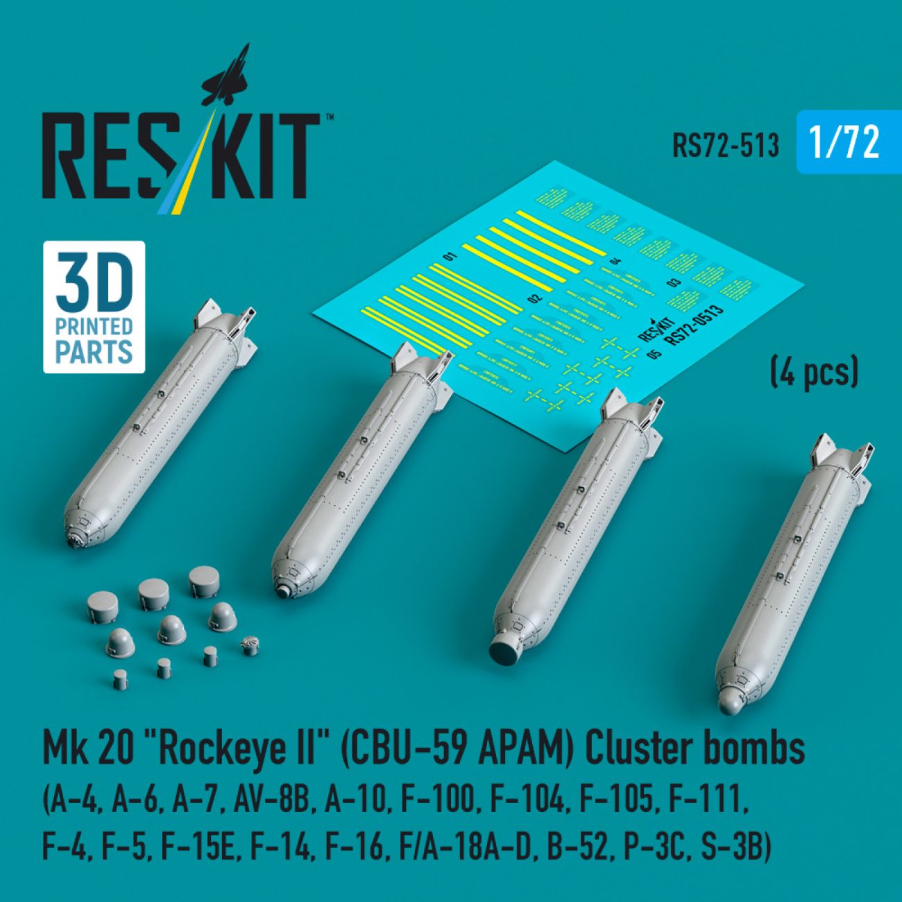 1:72 Mk 20 Rockeye II (CBU-59 APAM) Cluster bombs () (4 pcs)