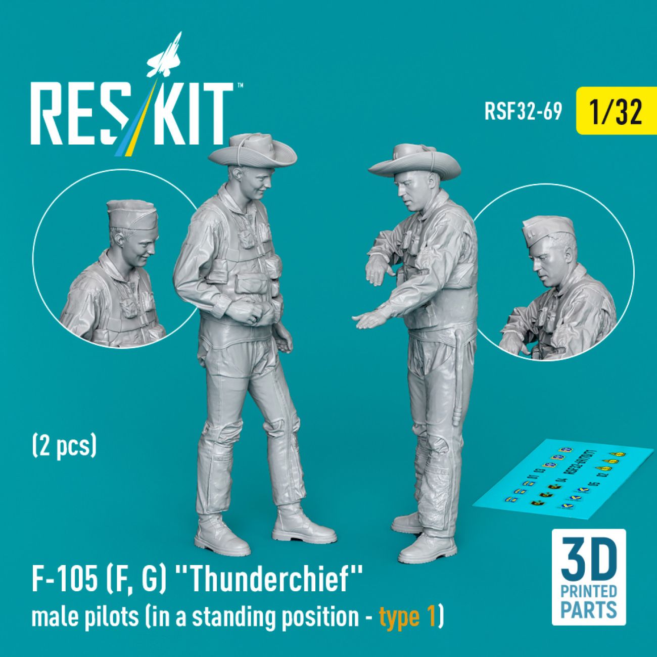 1:32 F-105 (F, G) Thunderchief male pilots (in a standing position - type 1) (2 pcs)