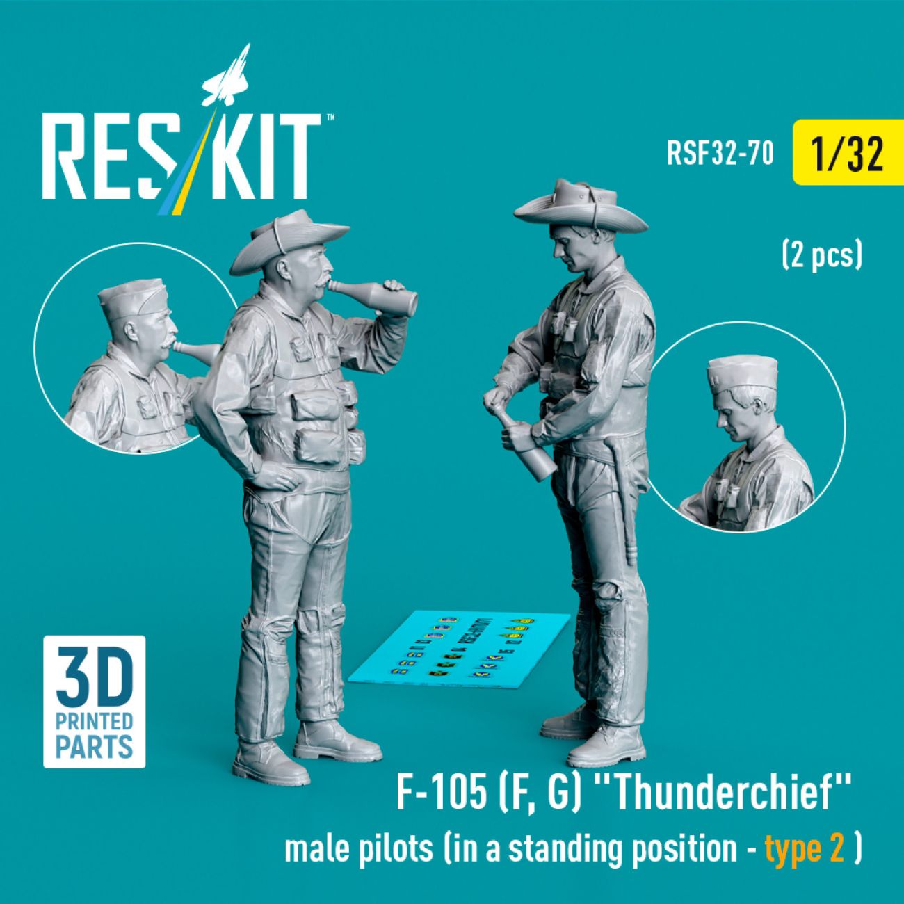 1:32 F-105 (F, G) Thunderchief male pilots (in a standing position - type 2) (2 pcs)