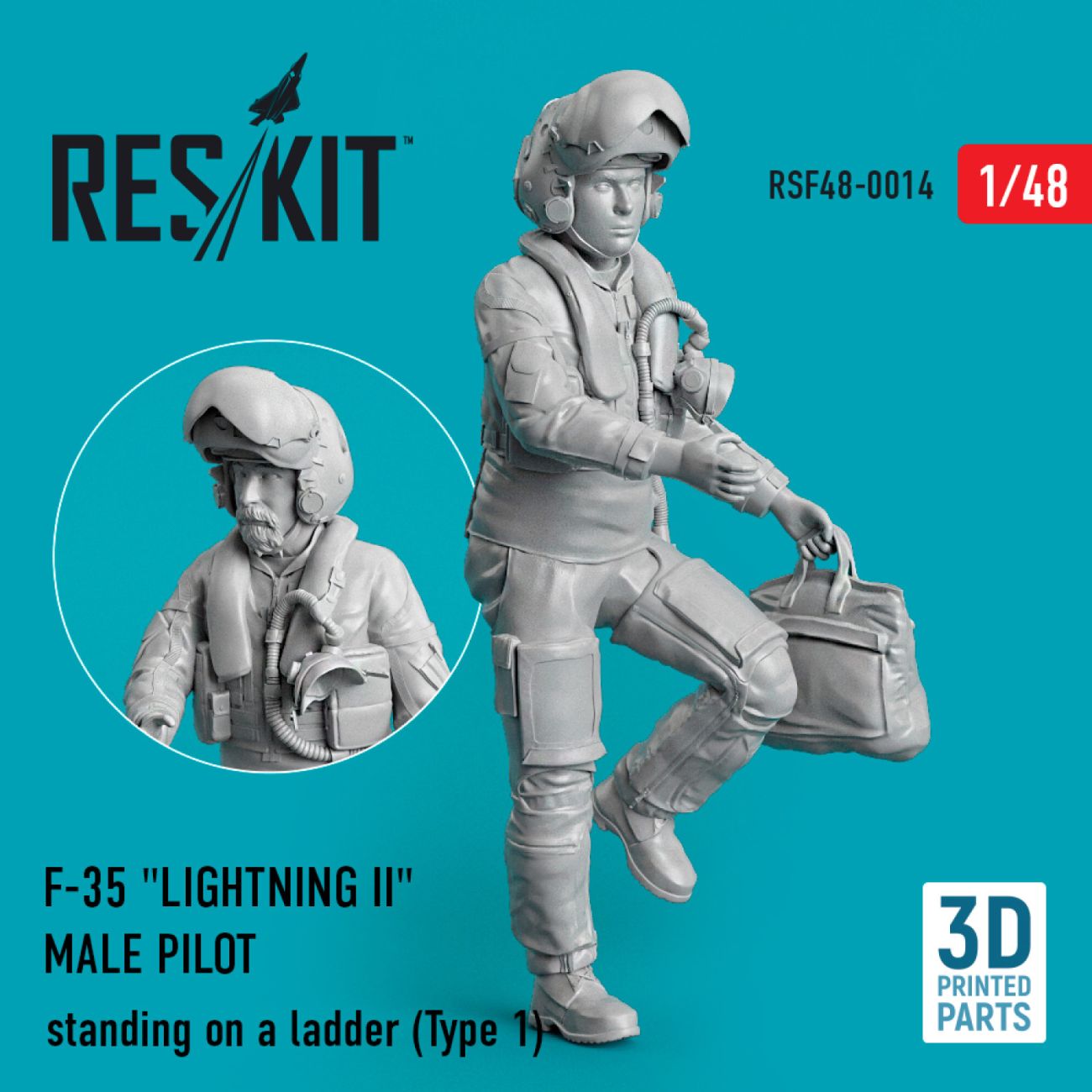 1:48 F-35 Lightning II male pilot standing on a ladder (Type 1)