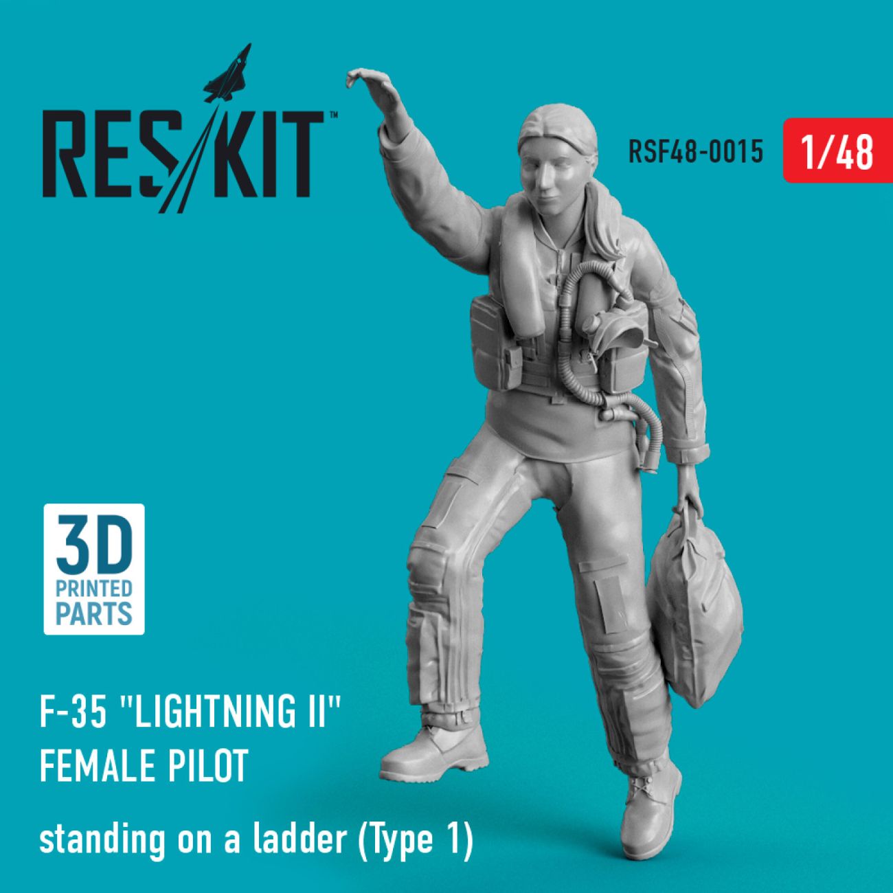 1:48 F-35 Lightning II female pilot standing on a ladder (Type 1)