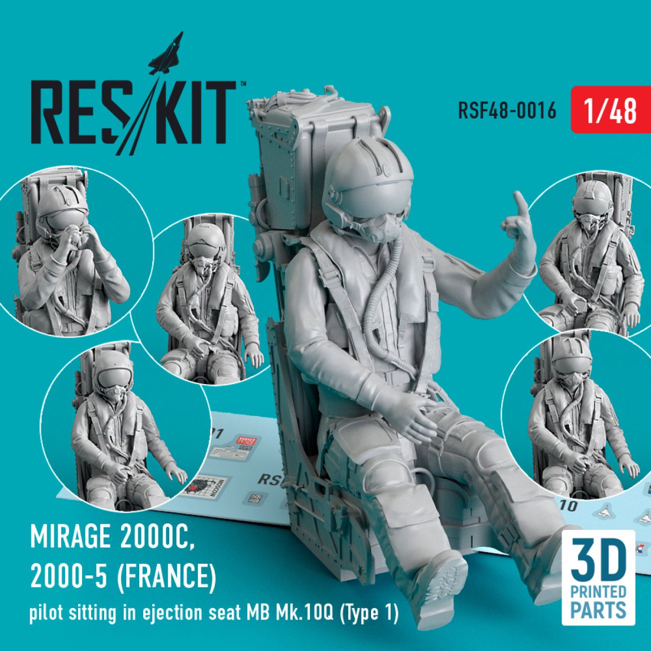 1:48 Mirage 2000C, 2000-5 (FRANCE) pilot sitting in ejection seat MB Mk.10Q (Type 1)