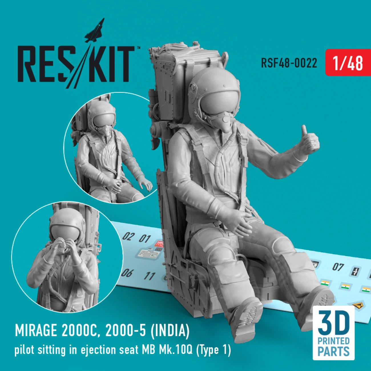 1:48 Mirage 2000C, 2000-5 (INDIA) pilot sitting in ejection seat MB Mk.10Q (Type 1)
