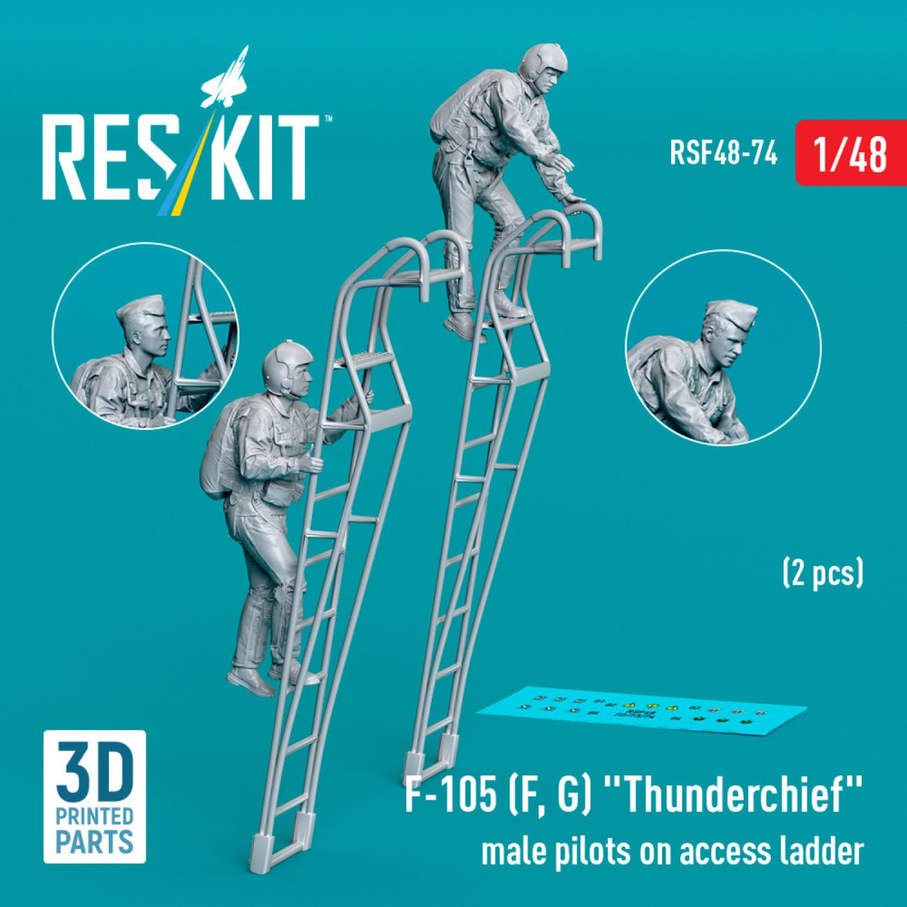 1:48 F-105 (F, G) Thunderchief male pilots on access ladder (2 pcs)