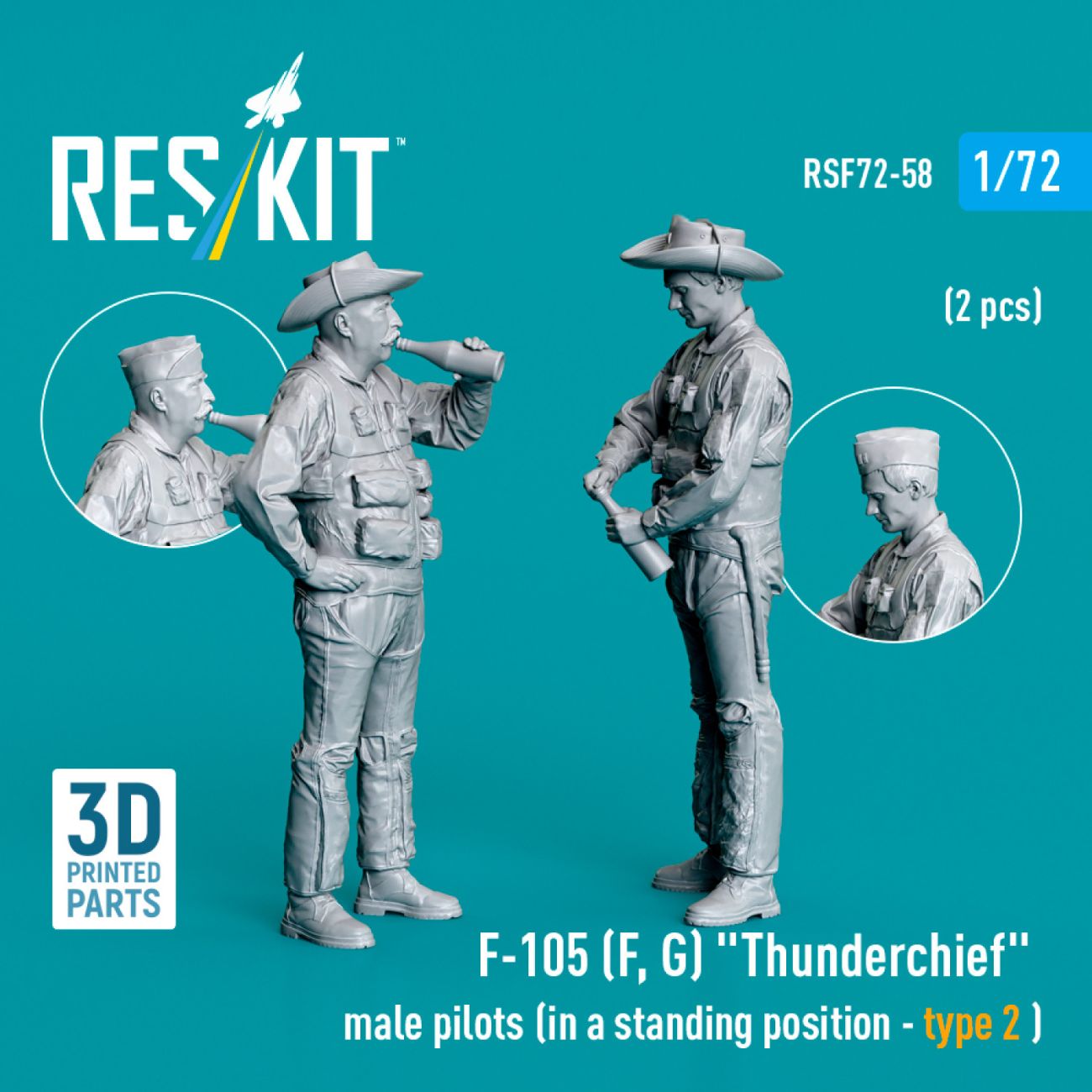 1:72 F-105 (F, G) Thunderchief male pilots (in a standing position - type 2 ) (2 pcs)