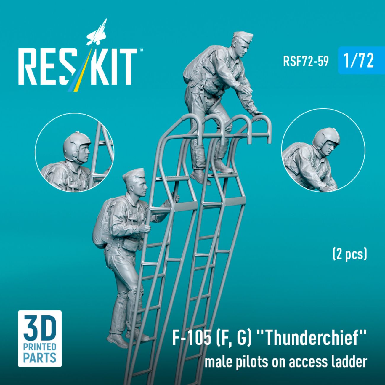 1:72 F-105 (F, G) Thunderchief male pilots on access ladder (2 pcs)