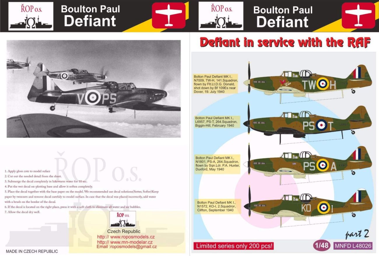1:48 Boulton Paul Defiant - Defiant in service with the RAF