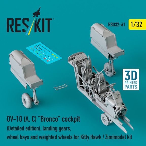 1:32 OV-10 (A,C) Bronco cockpit (Detailed edition), landing gears, wheel bays and weighted wheels for Kitty Hawk / Zimimodel kit