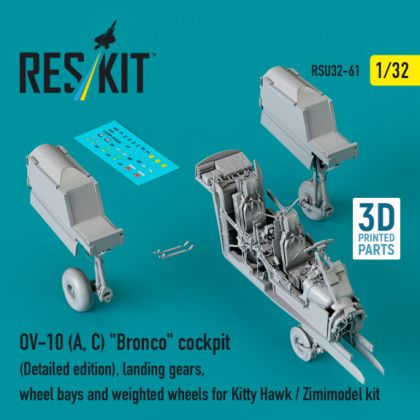 1:32 OV-10 (A,C) Bronco cockpit (Detailed edition), landing gears, wheel bays and weighted wheels for Kitty Hawk / Zimimodel kit