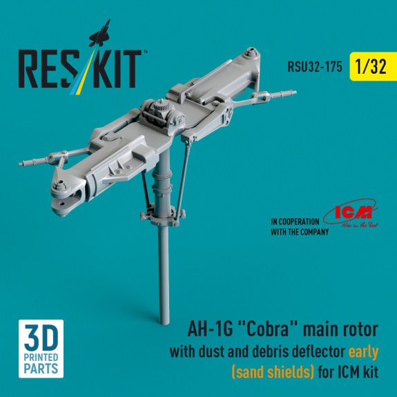 1:32 AH-1G Cobra main rotor with dust and debris deflector (sand shields) early version for ICM kit