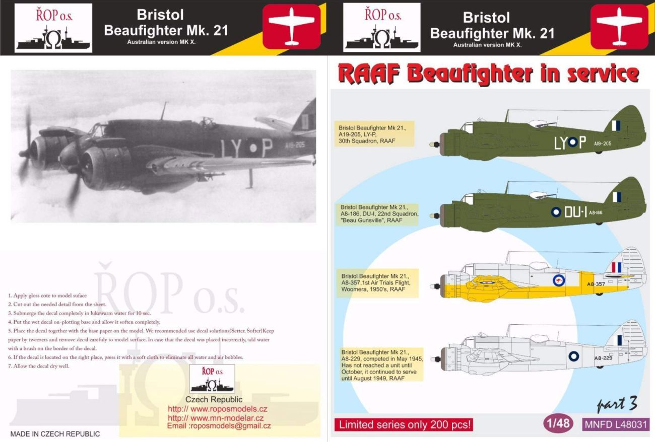 1:48 Bristol Beaufighter Mk. 21  - RAAF Beaufighter in service