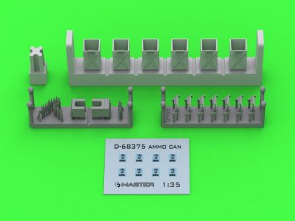 1:35 .50 Round Ammo Can D68375 (Opened) For Browning M2 .50 cal Early WWII Version (6pcs.)