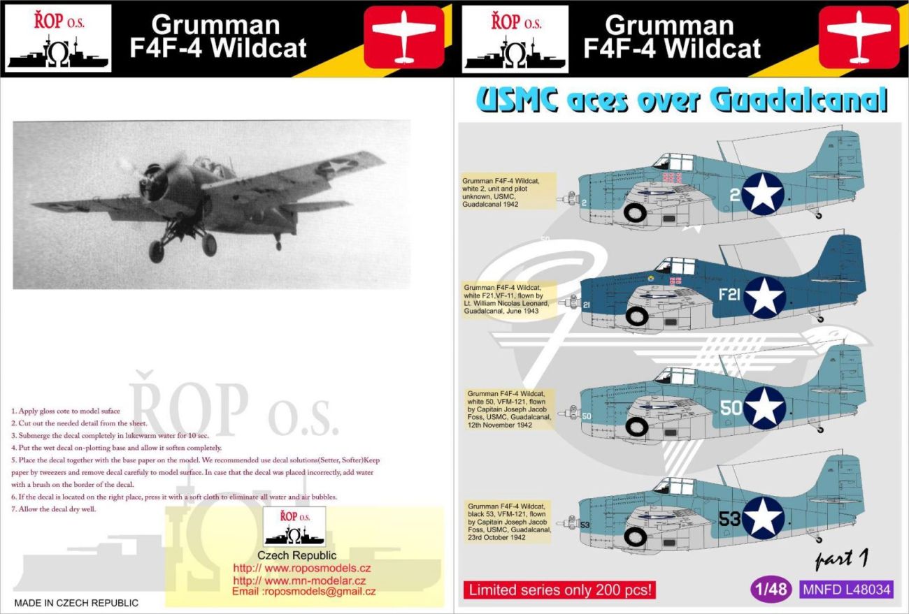 1:48 Grumman F4F-4 Wildcat - USMC aces over Guadalcanal