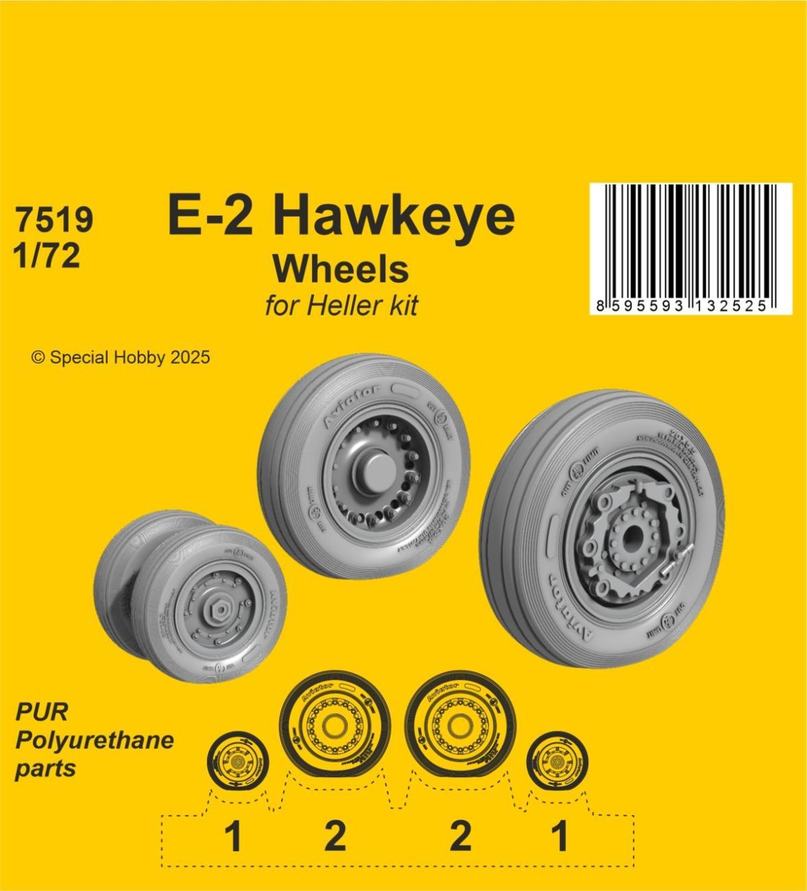 1:72 E-2 Hawkeye Wheels for Heller kit