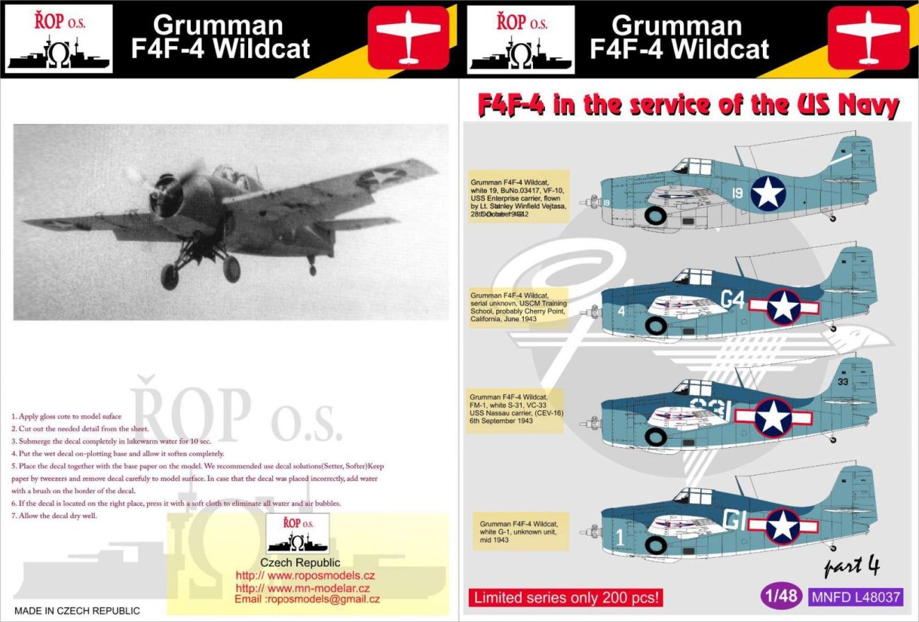 1:48 Grumman F4F-4 Wildcat - F4F-4 in the service of the US Navy