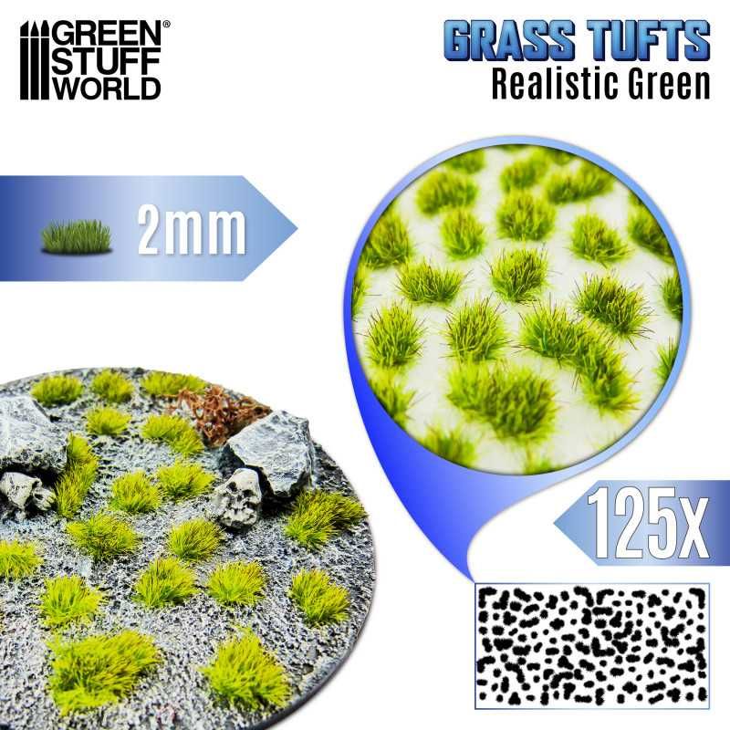 Static Grass Tufts 2mm - color Realistic Green 