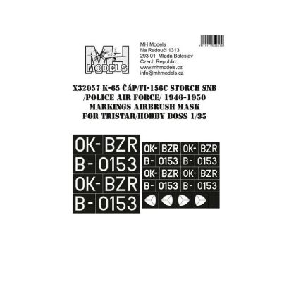 1:35 K-65 Čáp/Fi-156C Storch SNB (Police Air Force) 1946-1950 Markings Airbrush Masks  /TSR,HBB